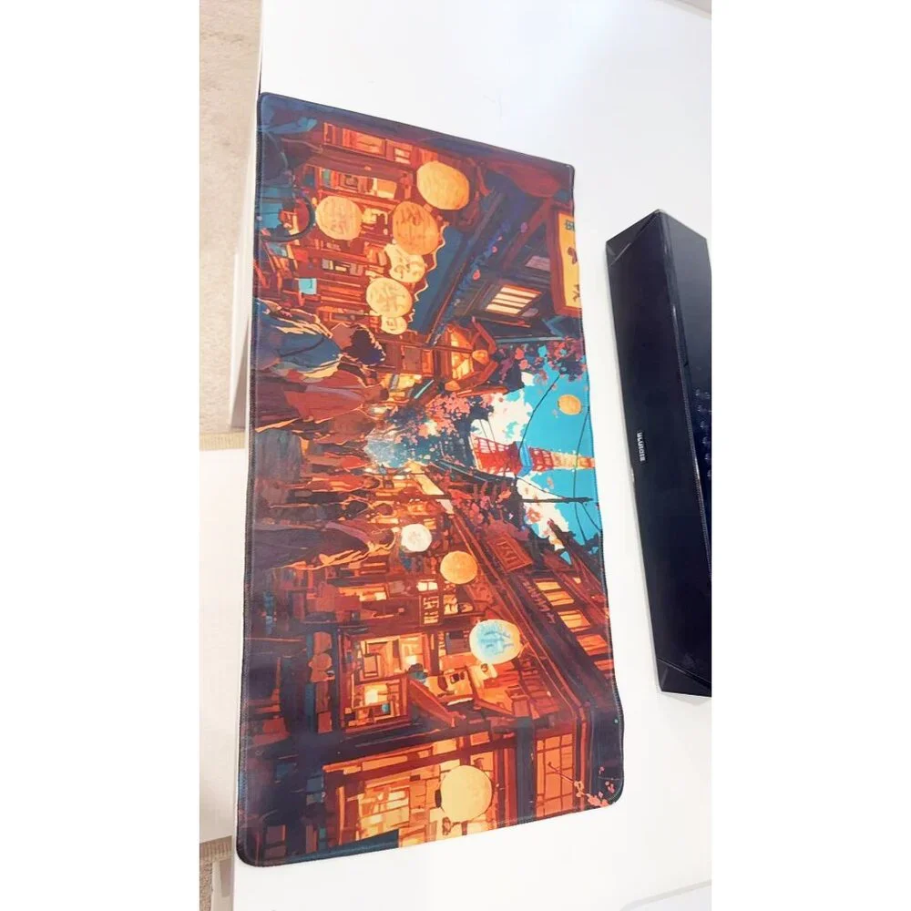 Neon Lantern Street Extended Mouse Pad Anti-slip Gaming Desk Mat